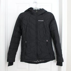 Women's Black Winter Coat - Columbia Heavenly Hooded Jacket